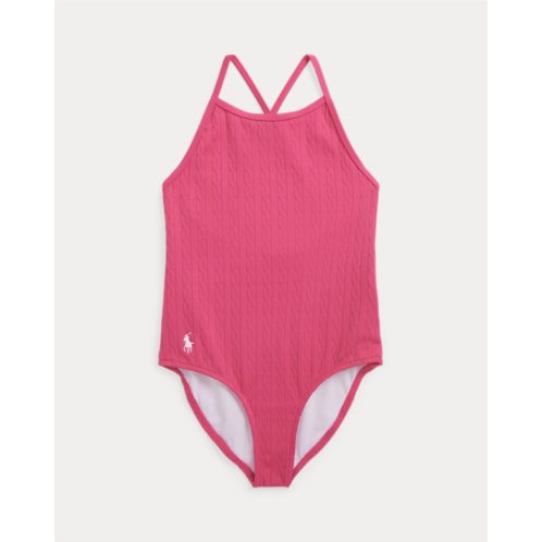 Polo Ralph Lauren Stretch Jacquard One-Piece Swimsuit