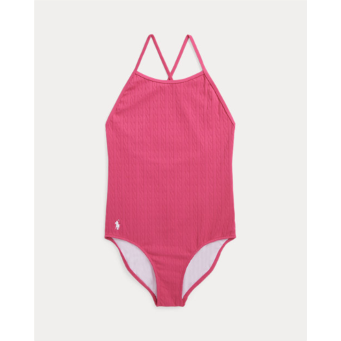 Polo Ralph Lauren Stretch Jacquard One-Piece Swimsuit