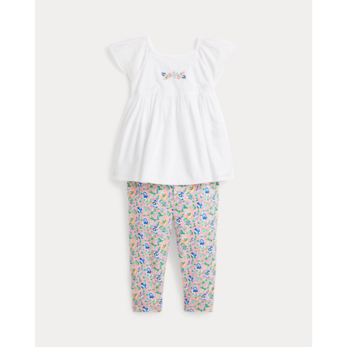 Polo Ralph Lauren Floral Batiste Top & Jersey Legging Set