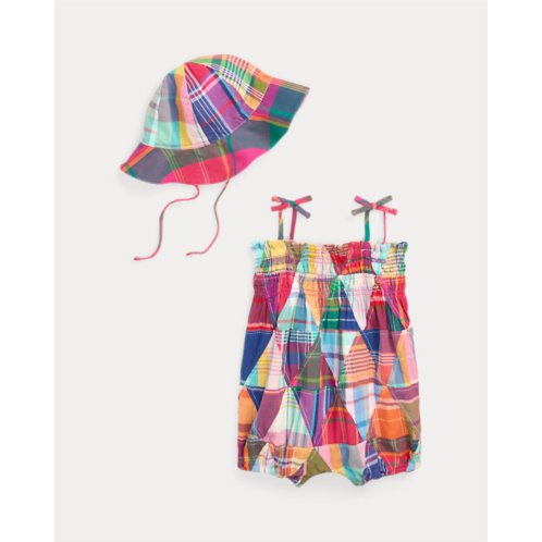 Polo Ralph Lauren Madras Bubble Shortall & Hat Set