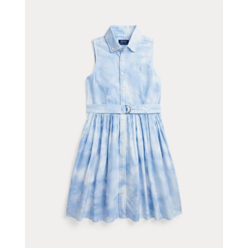 Polo Ralph Lauren Belted Tie-Dye-Print Cotton Shirtdress