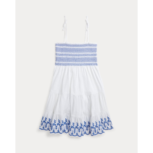 Polo Ralph Lauren Smocked Eyelet Cotton Jersey Dress