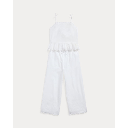 Polo Ralph Lauren Eyelet-Embroidered Cotton Top & Pant Set