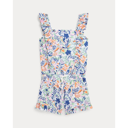 Polo Ralph Lauren Tropical-Print Ruffled Cotton Romper