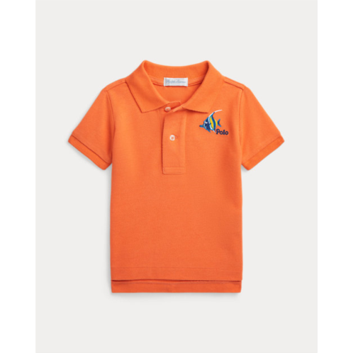 Polo Ralph Lauren Fish-Embroidered Cotton Mesh Polo Shirt