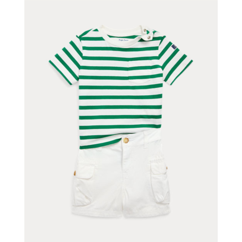 Polo Ralph Lauren Striped Cotton Tee & Cargo Short Set