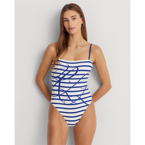 Polo Ralph Lauren Logo Striped Square-Neck One-Piece