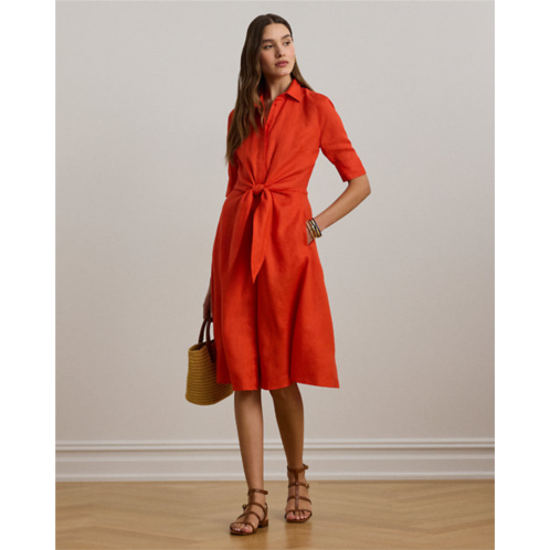 Lauren Tie-Front Linen Shirtdress