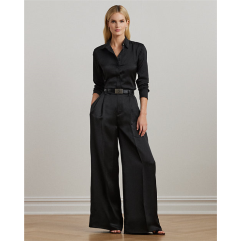 Polo Ralph Lauren Pleated Satin Charmeuse Wide-Leg Pant