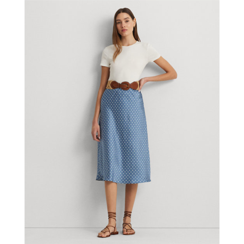 Polo Ralph Lauren Polka-Dot Satin Charmeuse Midi Skirt