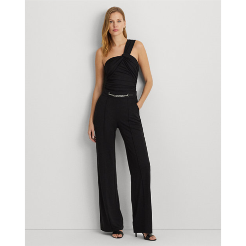 Polo Ralph Lauren Chain-Trim Pleated Jersey Wide-Leg Pant