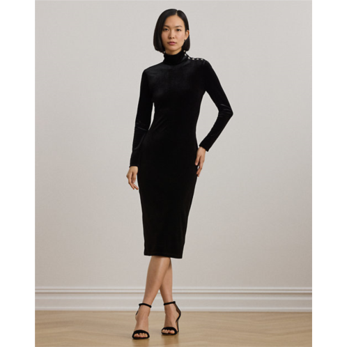 Polo Ralph Lauren Button-Trim Velvet Turtleneck Dress