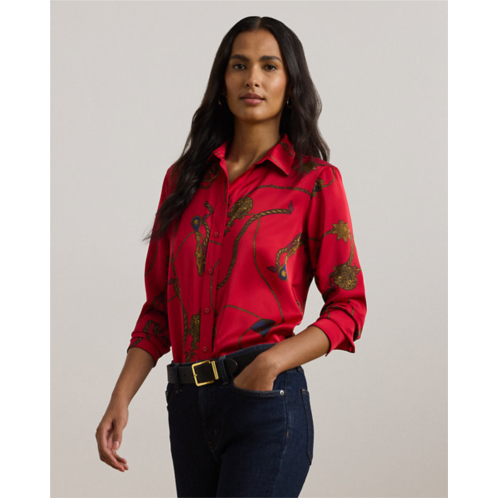 Lauren Classic Fit Print Satin Charmeuse Shirt