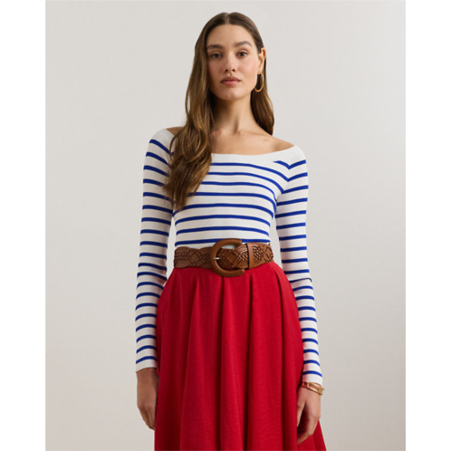 Lauren Striped Ballet-Neck Sweater