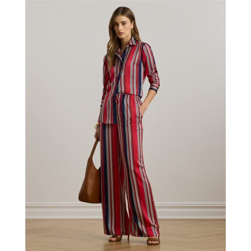 Lauren Striped Satin Charmeuse Wide-Leg Pant