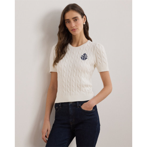 Lauren Cable-Knit Cotton Short-Sleeve Sweater