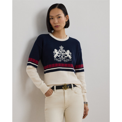 Lauren Embroidered-Crest Cotton Sweater