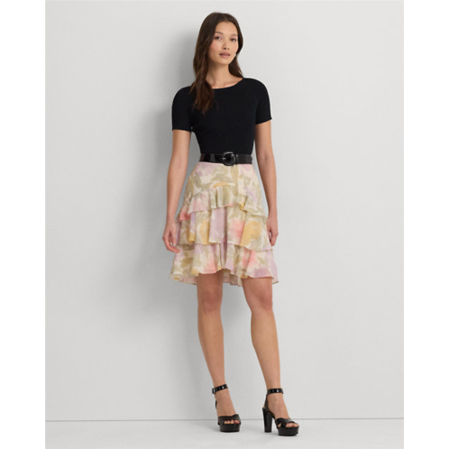 Polo Ralph Lauren Floral Crinkle Georgette Tiered Skirt