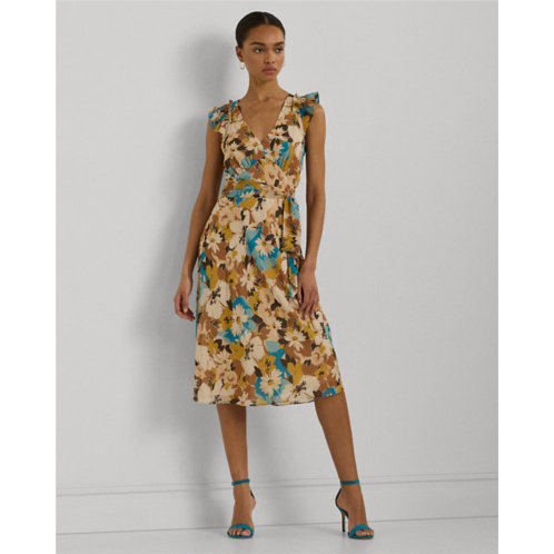 Polo Ralph Lauren Floral Belted Crinkle Georgette Dress