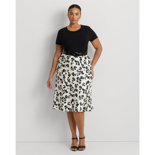 Polo Ralph Lauren Leaf-Print Satin Charmeuse Midi Skirt