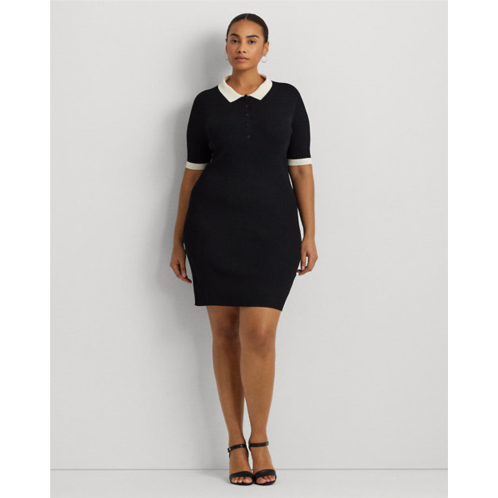 Polo Ralph Lauren Two-Tone Rib-Knit Polo Sweater Dress