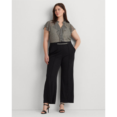 Polo Ralph Lauren Chain-Trim Pleated Jersey Wide-Leg Pant