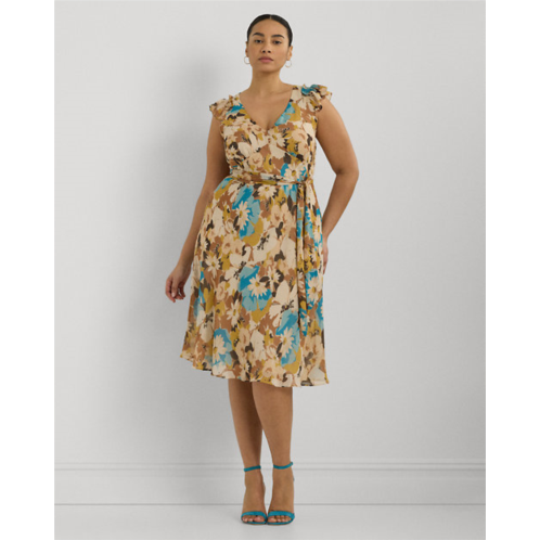 Polo Ralph Lauren Floral Belted Crinkle Georgette Dress