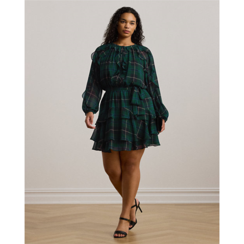 Polo Ralph Lauren Plaid Ruffle-Trim Georgette Tiered Dress