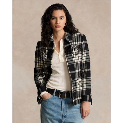 Polo Ralph Lauren Plaid Fringe-Trim Wool Jacket