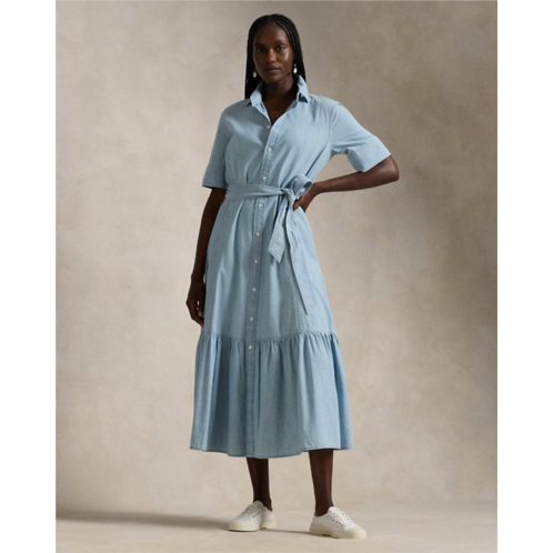 Polo Ralph Lauren Tiered Cotton Chambray Shirtdress