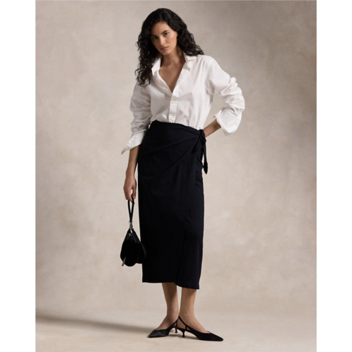 Polo Ralph Lauren Wool Crepe Wrap Skirt