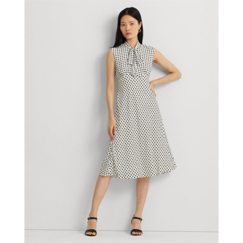 Polo Ralph Lauren Polka-Dot Georgette Tie-Neck Dress