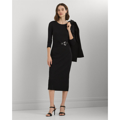 Polo Ralph Lauren Buckle-Trim Cotton-Blend Knit Midi Dress