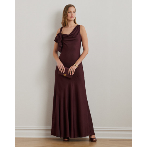 Polo Ralph Lauren Bow-Trim Charmeuse Cowlneck Gown