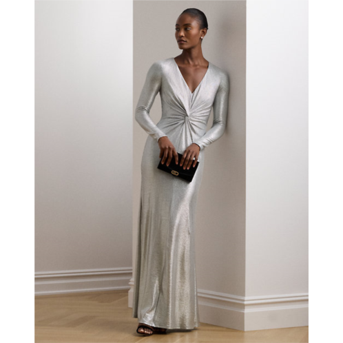 Polo Ralph Lauren Metallic Knit Twist-Front Gown