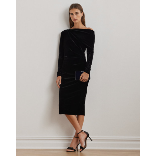 Polo Ralph Lauren Velvet One-Shoulder Cocktail Dress