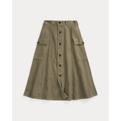 Polo Ralph Lauren Olive Slub Denim Skirt