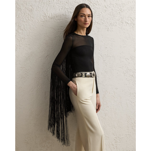 Polo Ralph Lauren Fringe-Trim Sheer & Opaque Knit Top