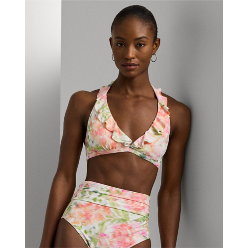 Polo Ralph Lauren Floral Ruffle-Trim Halter Bikini Top