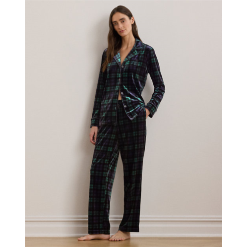 Lauren Black Watch Plaid Velvet Sleep Set