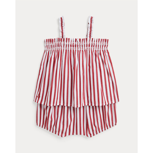 Polo Ralph Lauren Striped Cotton Poplin Top & Bloomer Set