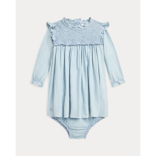 Polo Ralph Lauren Smocked Cotton Chambray Dress & Bloomer