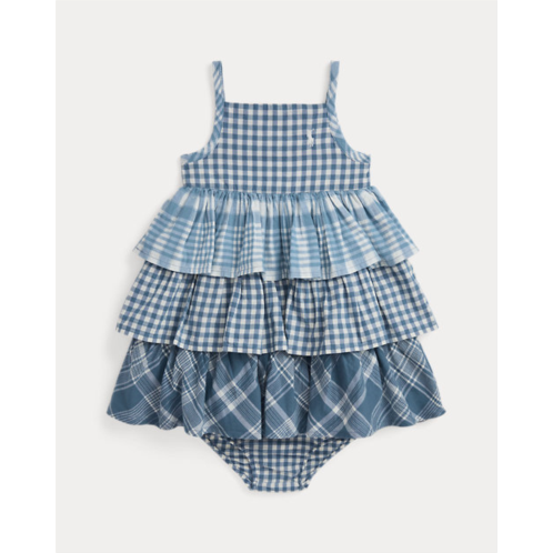 Polo Ralph Lauren Tiered Cotton Madras Dress & Bloomer