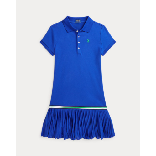 Girls 7-16 Pleated Stretch Mesh Polo Dress