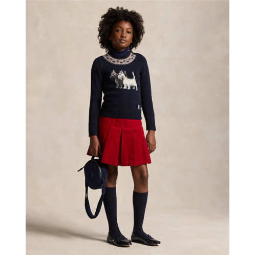 Polo Ralph Lauren Pleated Cotton Corduroy Skirt