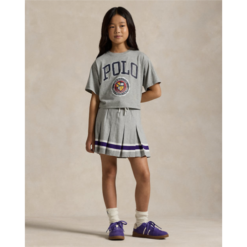 Polo Ralph Lauren Striped Pleated Cotton Jersey Skort