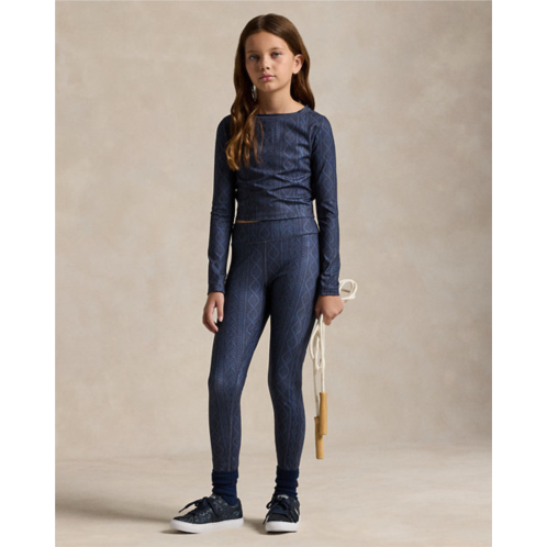 Polo Ralph Lauren Cable-Print Performance Jersey Legging