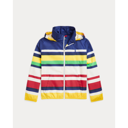 Girls 7-16 Packable Striped Hooded Jacket