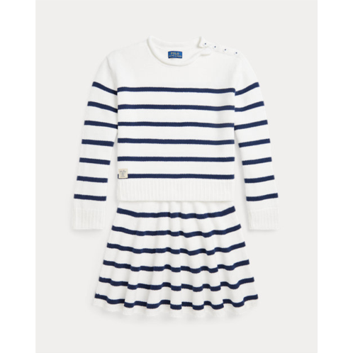 Girls 7-16 Striped Cotton Sweater & Skirt Set