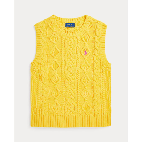 Girls 7-16 Aran-Knit Cotton Sweater Vest